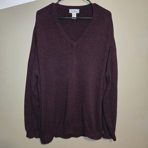 Vintage LL Bean Men's Knit Sweater V-Neck Size XL (Tall) Red Cotton Scotland